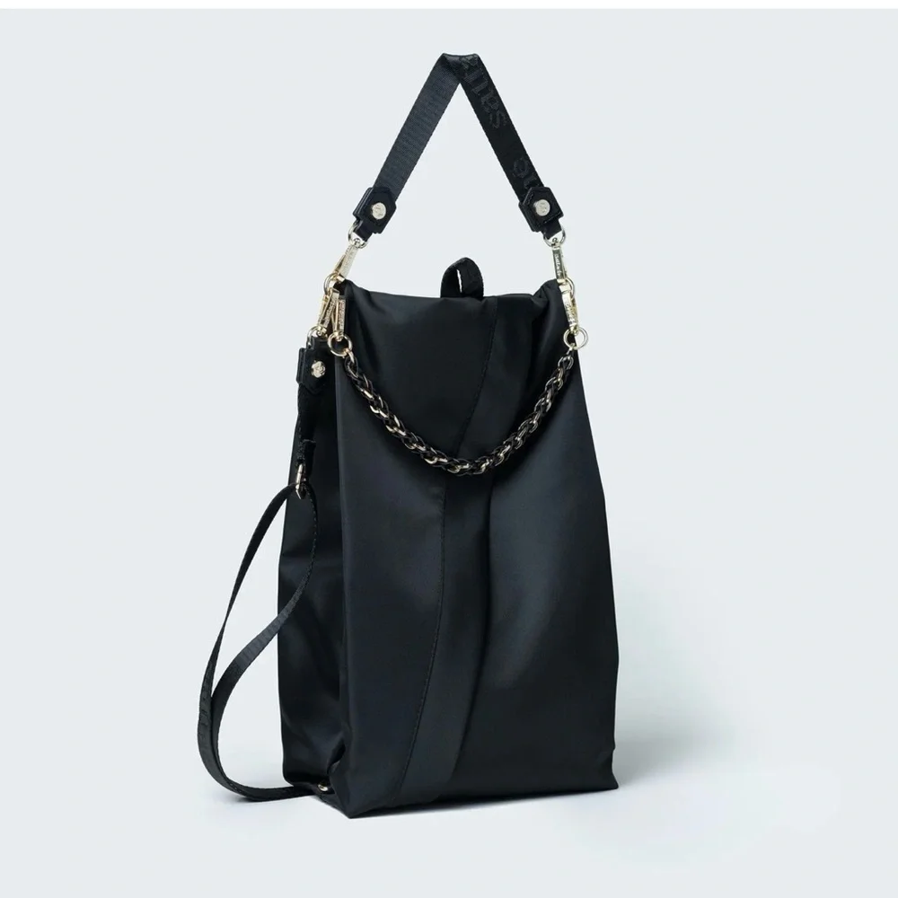 Sattache Convertible Backpack Crossbody Vegan Leather Black 5 Way Bag